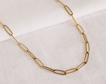 Gold Paperclip Necklace, Layering Chain Necklace, Paperclip Chain Necklace, Link Chain Necklace, Gift For Women