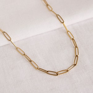 Gold Paperclip Necklace, Layering Chain Necklace, Paperclip Chain Necklace, Link Chain Necklace, Gift For Women image 1