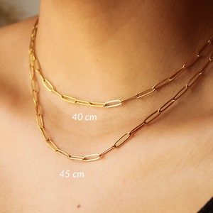 Gold Paperclip Necklace, Layering Chain Necklace, Paperclip Chain Necklace, Link Chain Necklace, Gift For Women image 2