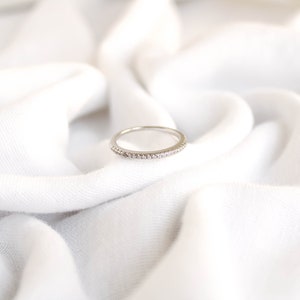 Half Eternity Wedding Band, Pavé Wedding Band, Pavé Diamond Ring, Dainty Stacking Ring, Gold Eternity Ring, Matching Engagement Ring STERLING SILVER