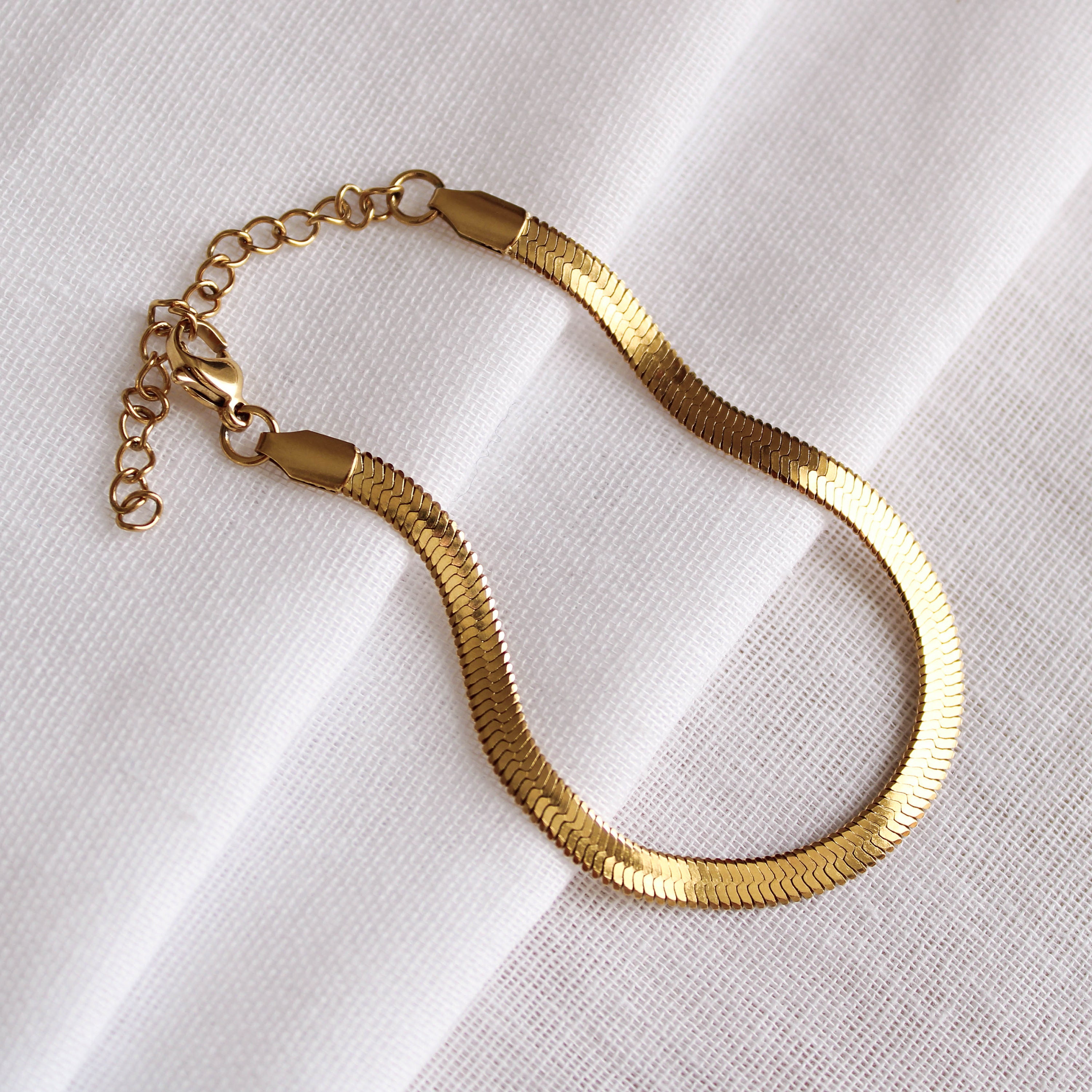 Herringbone Bracelet 18k Gold Plated Bracelet Thin Bracelet Etsy UK
