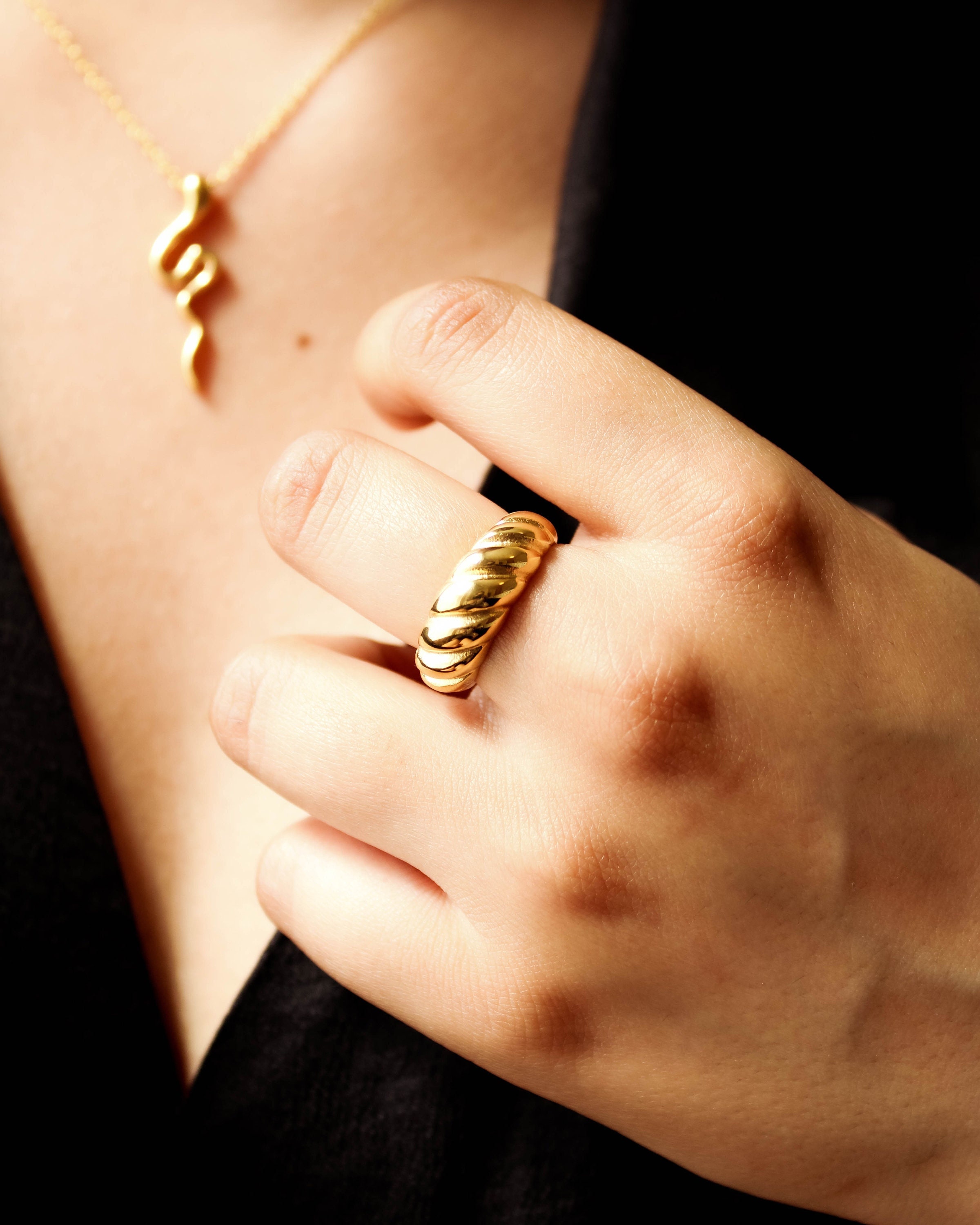 Bague croissant en or 18 carats bague plaqu e or bague de