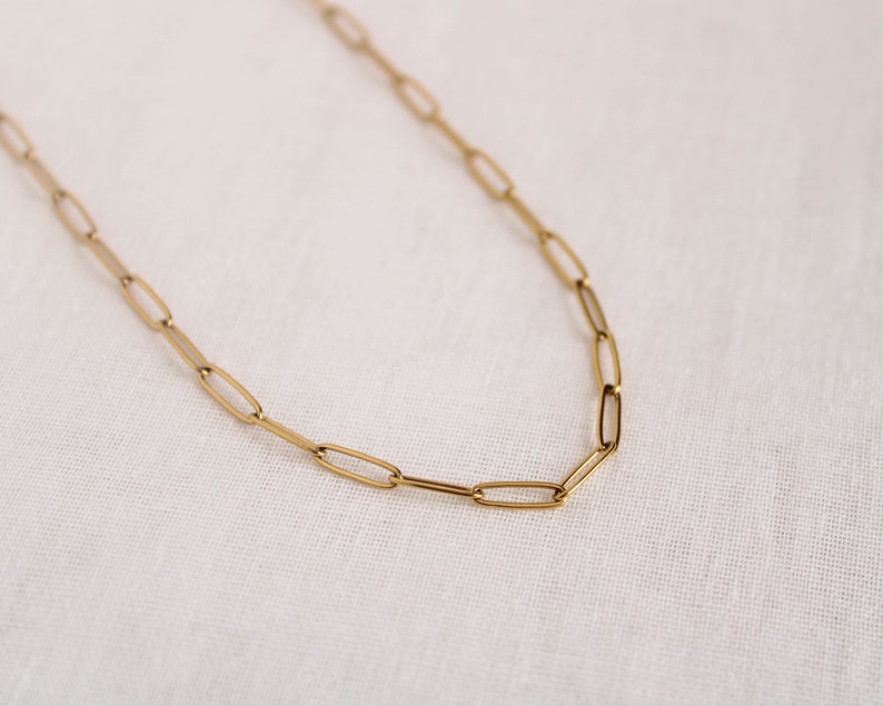 Gold Paperclip Necklace, Layering Chain Necklace, Paperclip Chain Necklace, Link Chain Necklace, Gift For Women image 5