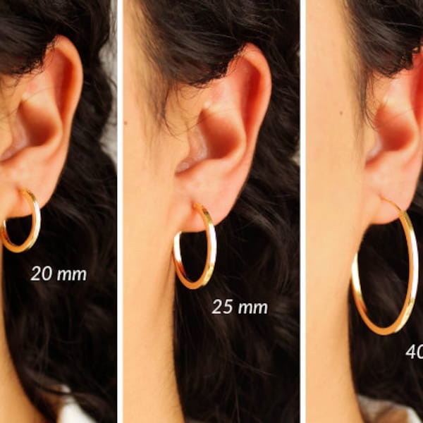 18k Gold Hoop Earrings, Sterling zilveren oorbellen, lichtgewicht hoepels, eenvoudige oorbellen, minimalistische gouden hoepels, cadeau voor vrouwen