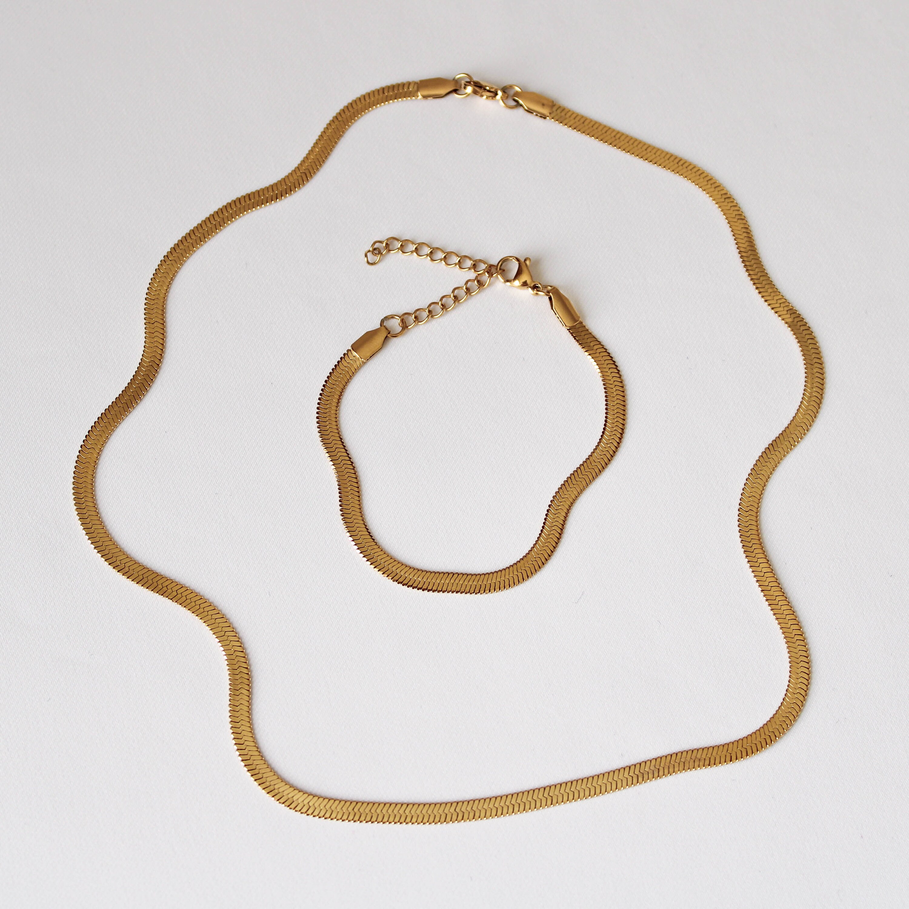 Herringbone Bracelet 18k Gold Plated Bracelet Thin Bracelet Etsy UK