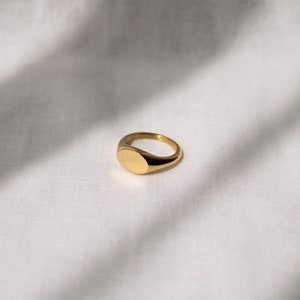 18k Gold Signet Ring, Signet Pinky Ring, Gold Pinky Ring, Oval Signet Ring, Signet Gold Rings, Gift For Women image 5