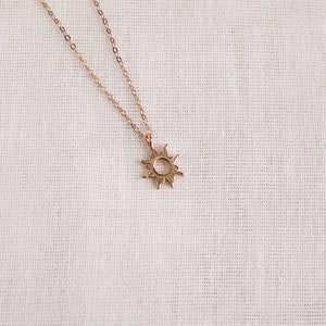 Tiny Sun Necklace, Rose Gold Sun Necklace, Sunshine Necklace, Dainty Sun Necklace, Wedding Necklace, Bridesmaids Necklace ROSE GOLD