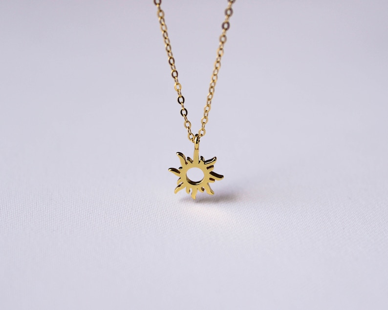 Tiny Sun Necklace, 18k Gold Plated Sun Necklace, Dainty Sunshine Necklace, Gold Sun Necklace, Wedding Necklace, Gift For Her 18K GOLD