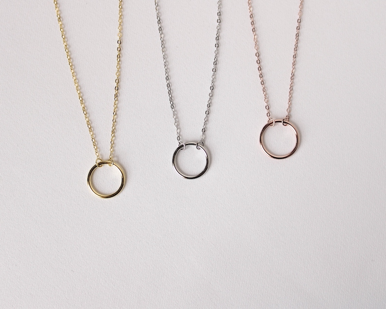 Dainty Circle Necklace, 18k Gold Plated Necklace, Tiny Circle Necklace, Bridesmaids Necklace, Friendship Necklace, Gift For Women image 5
