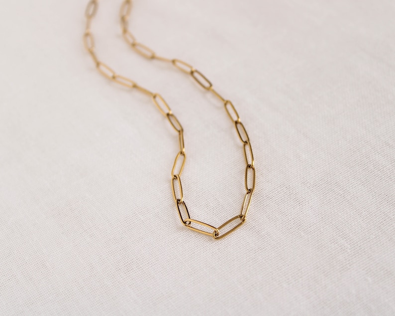 Gold Paperclip Necklace, Layering Chain Necklace, Paperclip Chain Necklace, Link Chain Necklace, Gift For Women image 7