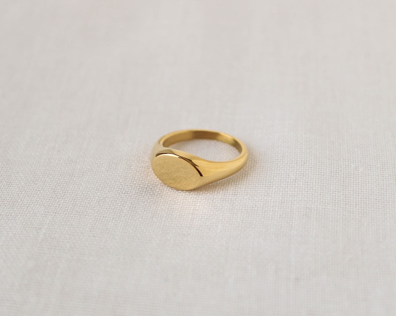 18k Gold Signet Ring, Signet Pinky Ring, Gold Pinky Ring, Oval Signet Ring, Signet Gold Rings, Gift For Women image 3