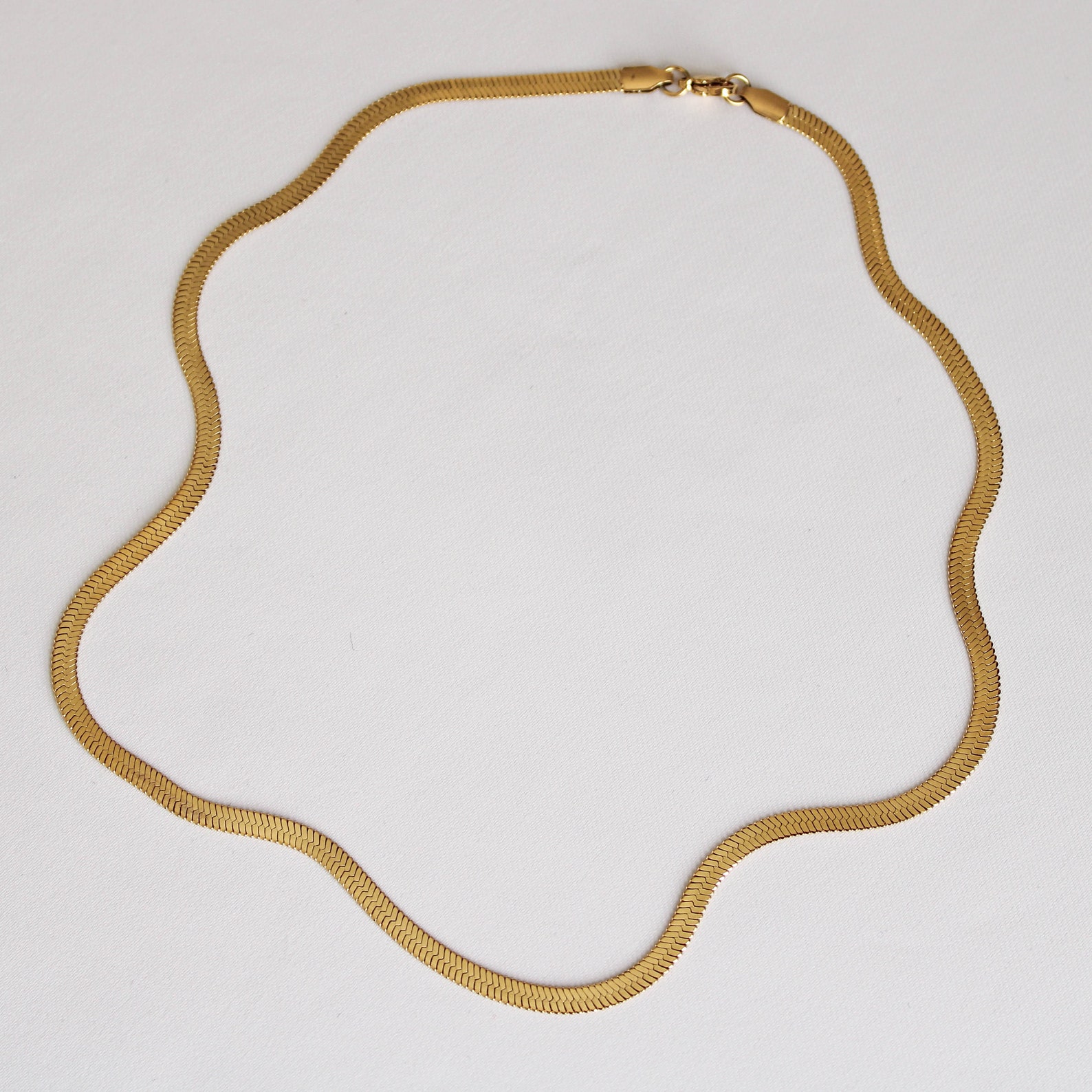 Herringbone Bracelet 18k Gold Plated Bracelet 4mm Thick Flat Etsy