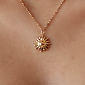 18k Gold Sun Necklace, Layering Sunburst Necklace, Gift For Her, Gold Plated Necklace, Celestial Necklace, Gift For Women