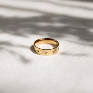 18k Gold Band Ring, Cz North Star Ring, Starburst Ring, Gold Star Ring, Polaris Ring, Statement Ring, Stacking Ring, Gift For Women image 6