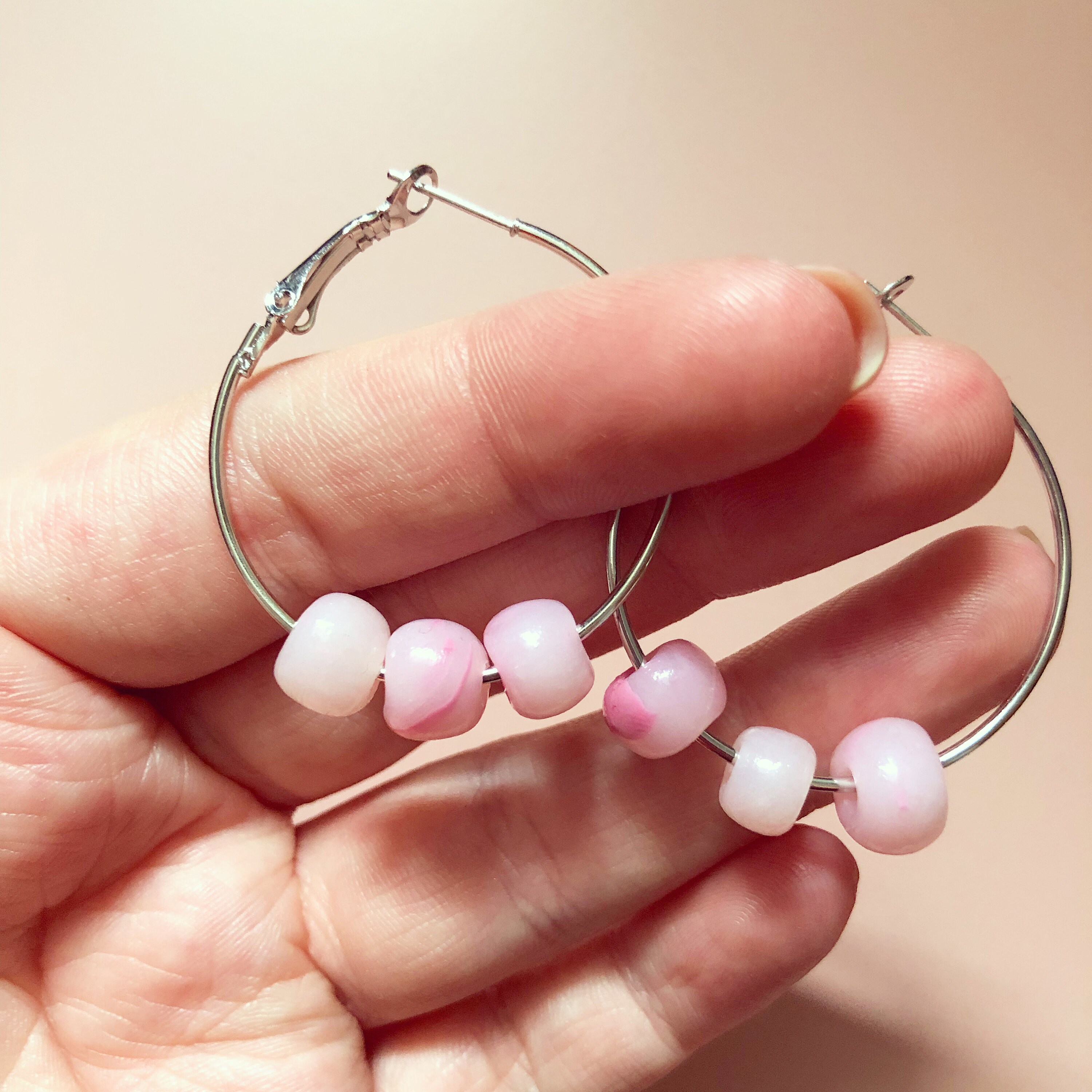 Beaded Polymer Clay Hoop Earrings / Statement earrings / Etsy