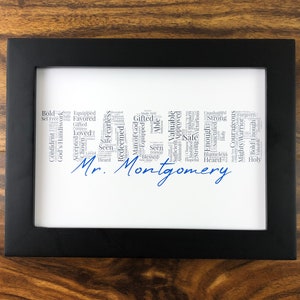 Personalized Male Teacher Word Art, Christian Educator Wall Art, Religious Teacher Gift, Words of Affirmation, Teacher Appreciation Artwork image 1