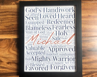 Personalized Male Affirmations Print – Godly Man Gift for Son, Husband, or Graduate