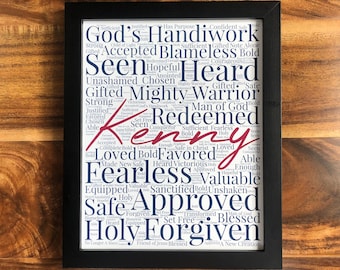 Affirmations for Men, Personalized Christian Gifts, Inspirational Gift Son, Encouragement Gift Him, Custom Mens Wall Art, Meaningful Gift