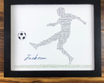 Soccer Player Word Art, Personalized Christian Athlete Print, Soccer Player Gift for Boys, Custom Soccer Player Sign, Soccer Team Gifts
