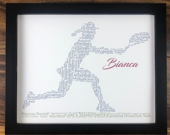 Female Tennis Player Word Art, Personalized Christian Athlete Print, Tennis Gifts for Women, Custom Tennis Art, Tennis Gifts Girls Team