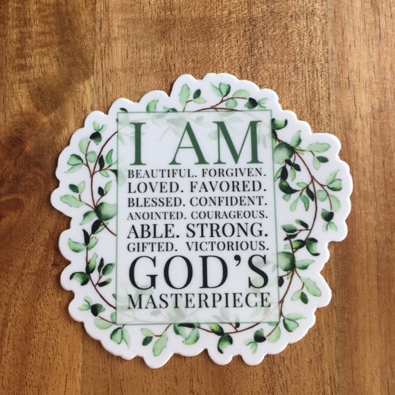 Religious Sticker Scripture Decal I Am God S Masterpiece Etsy
