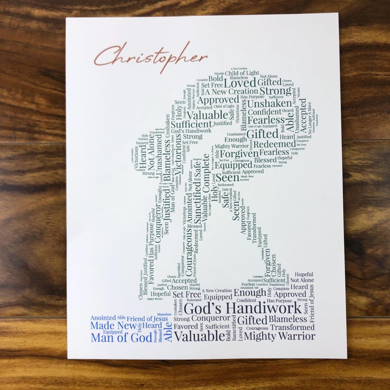 Male Swimmer Word Art, Religious Sports Wall Art, Personalized Swim