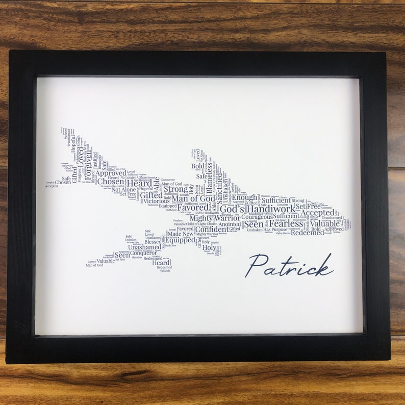 Airplane Word Art, Pilot Gifts for Men, Christian Aviation Print, Personalized Pilot Wall Art, Custom Airplane Gift for Him, Affirmations image 1