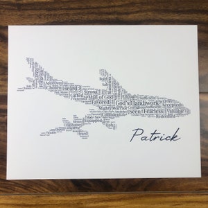 Airplane Word Art, Pilot Gifts for Men, Christian Aviation Print, Personalized Pilot Wall Art, Custom Airplane Gift for Him, Affirmations image 2