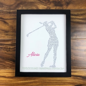 Female Golfer Word Art, Personalized Christian Athlete Print, Golfer Gifts for Women, Golf Gift, Girl Golf Wall Art, Lady Golfer Gift