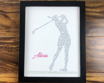 Female Golfer Word Art, Personalized Christian Athlete Print, Golf Gifts for Women, Golfer Graduation Gift, Senior Night, Golf Gifts Her