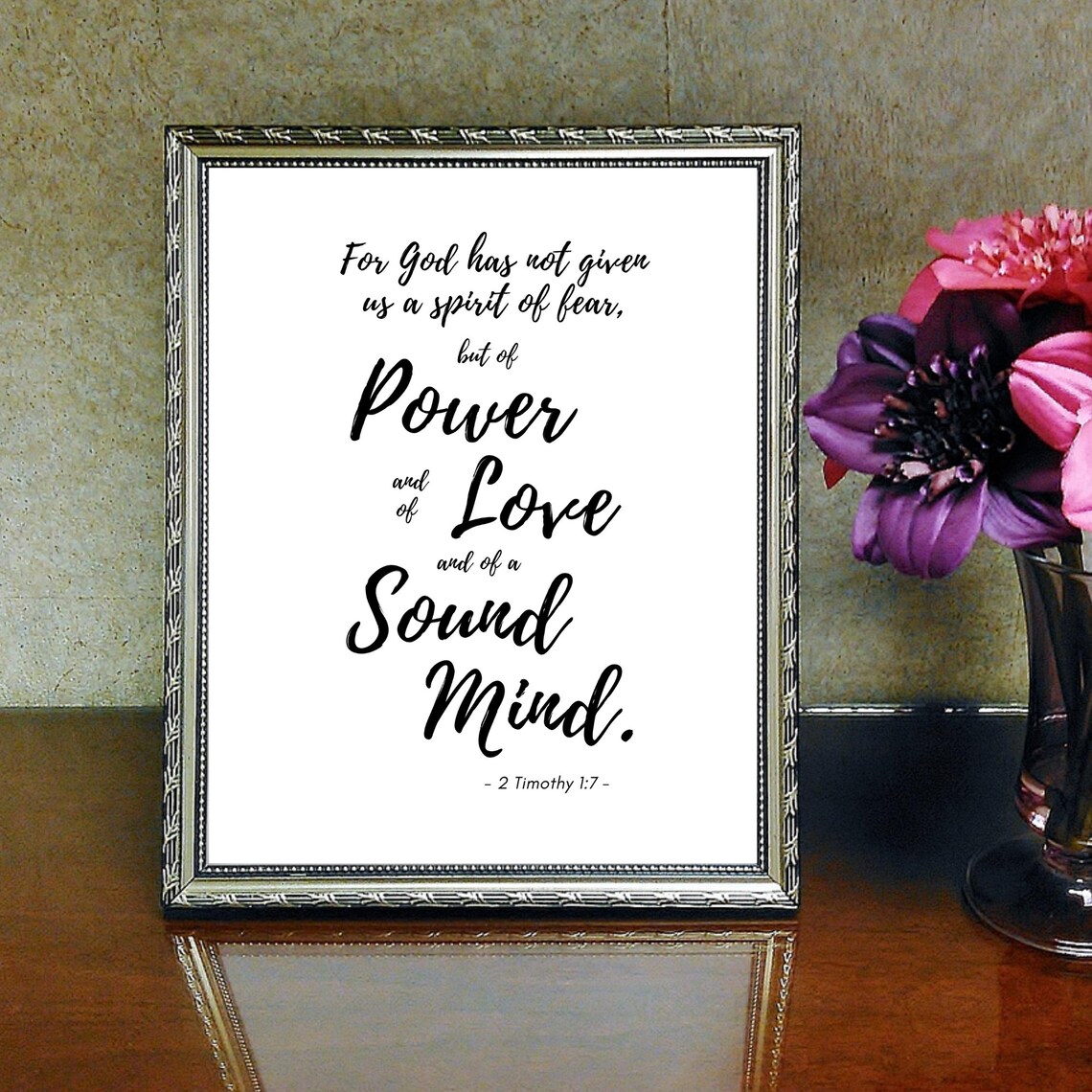 2 Timothy 1:7 Printable Wall Art Black and White Scripture | Etsy