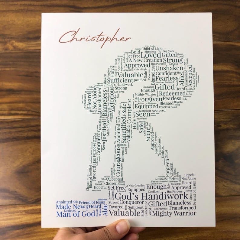 Male Swimmer Word Art, Religious Sports Wall Art, Personalized Swim