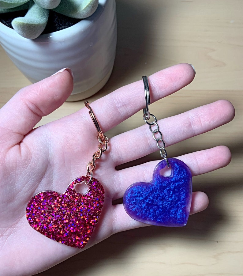 Custom resin heart keychains