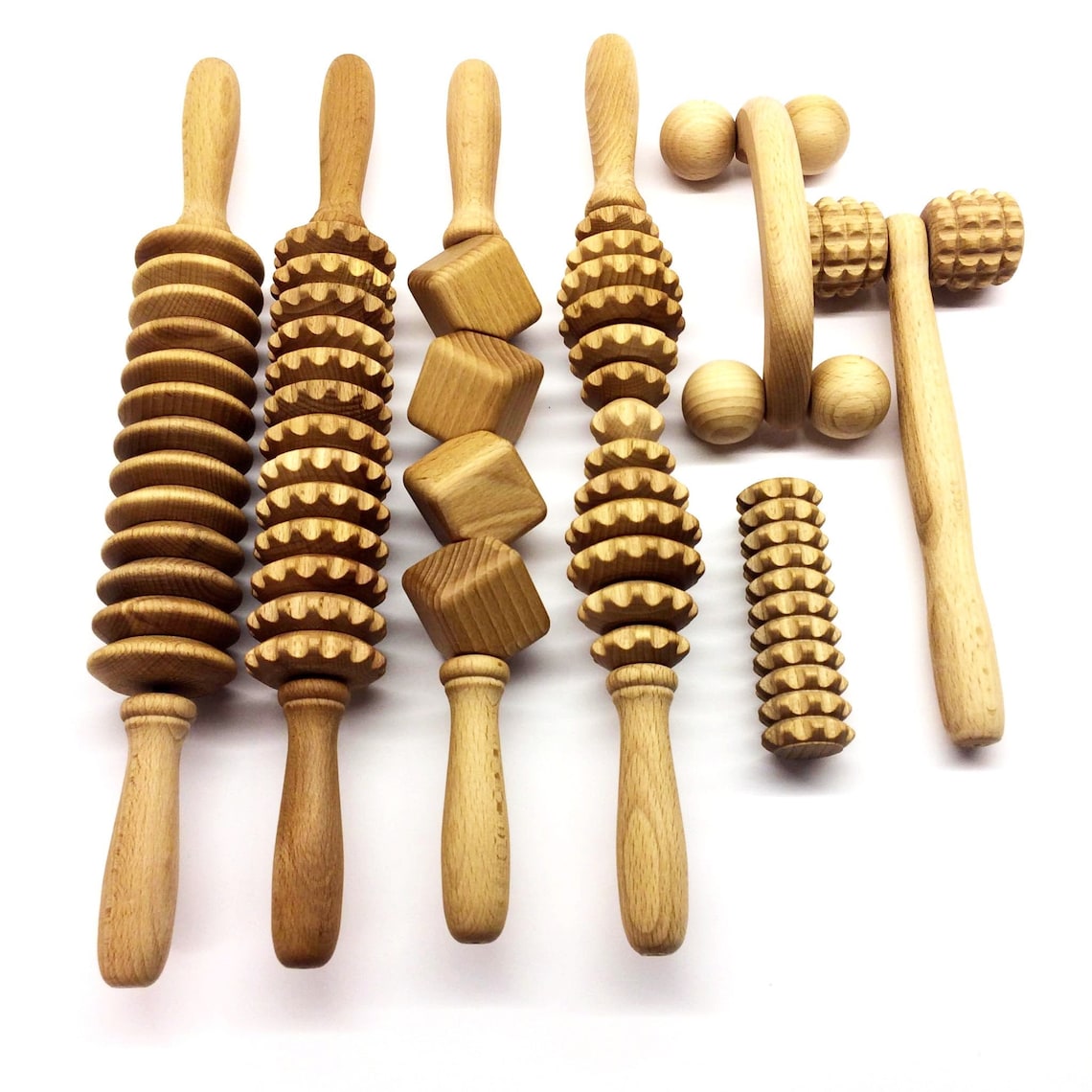 Massage Roller Set 7 Wooden Massager Etsy