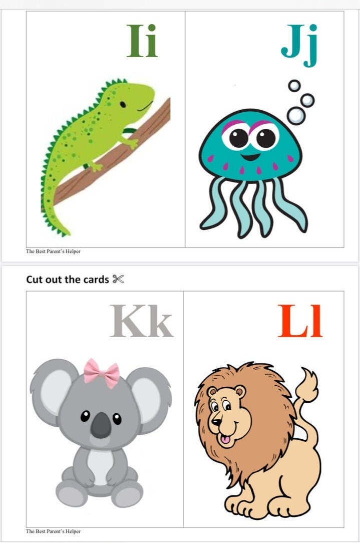 Animals Alphabet Flash Card ABC Kindergarten Activity | Etsy