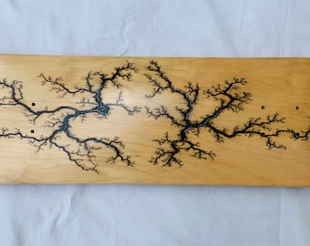 White Oak with Blue Pearl Epoxy Family Tree Lichtenburg Fractal Wood burning