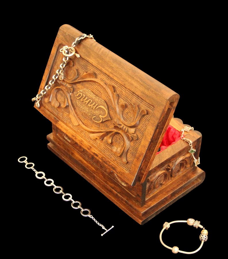 Large Wooden Jewelry Puzzle Box With Key in Secret Etsy