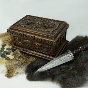 Large secret 8 step jewelry puzzle box personalized. Locking accessory box with key in a hidden compartment. Secret locking storage box.