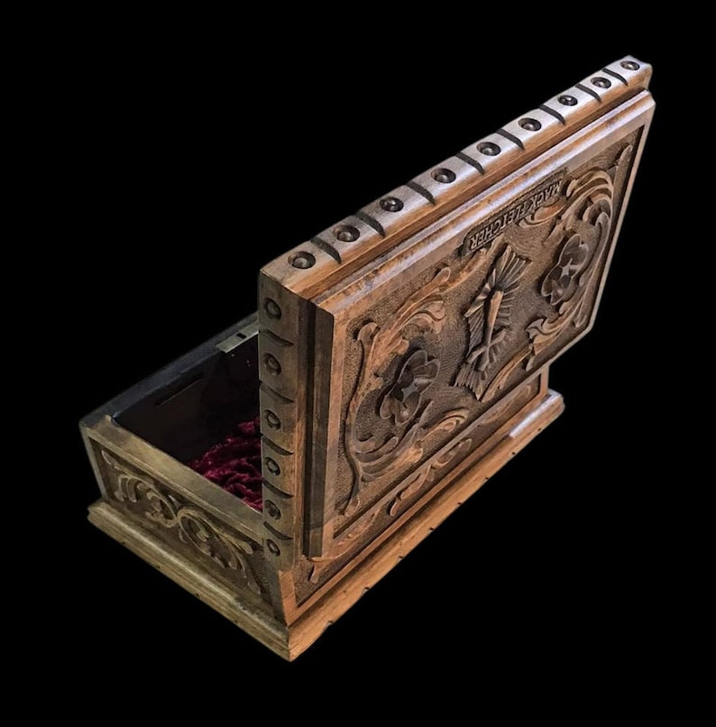 Large Personalized Wooden Box With Hand Carved Christian Cross and ...