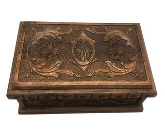 Virgin Mary locking jewelry box. Christian gift box. Confirmation gift for her or him. Christian wedding gifts. Bible storage. Keepsake box