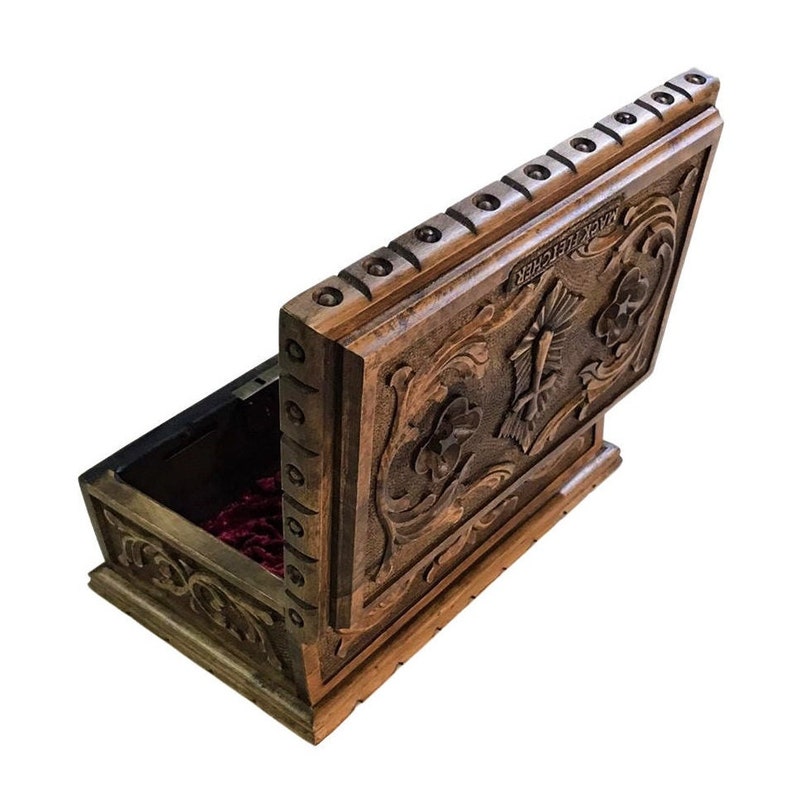 Large Personalized Wooden Box With Hand Carved Christian Cross and ...