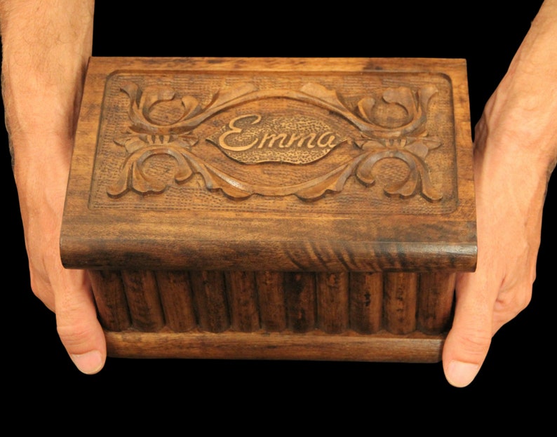 Large Wooden Jewelry Puzzle Box With Key in Secret Etsy