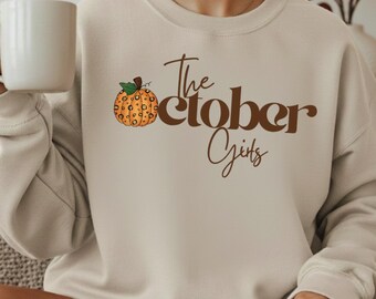 October Girls Fall  PNG | Leopard Pumpkin Sweatshirt Design (Digital Download)