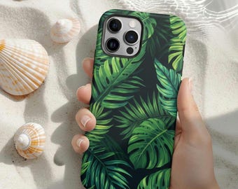 Tropical Green Palm Leaves iPhone Case | Botanical Phone Cover | iPhone Samsung Google Pixel Case | Tropical Leaf Phone Case