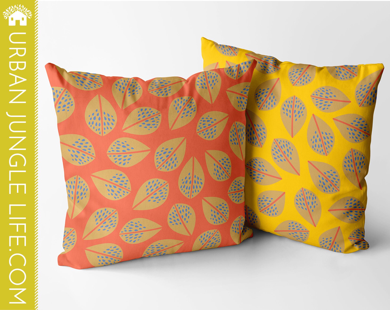 | d'oreiller à Feuilles Amusantes Recto-Verso | Cadeau de L'amoureux Des Plantes Happy Leaves Coussi