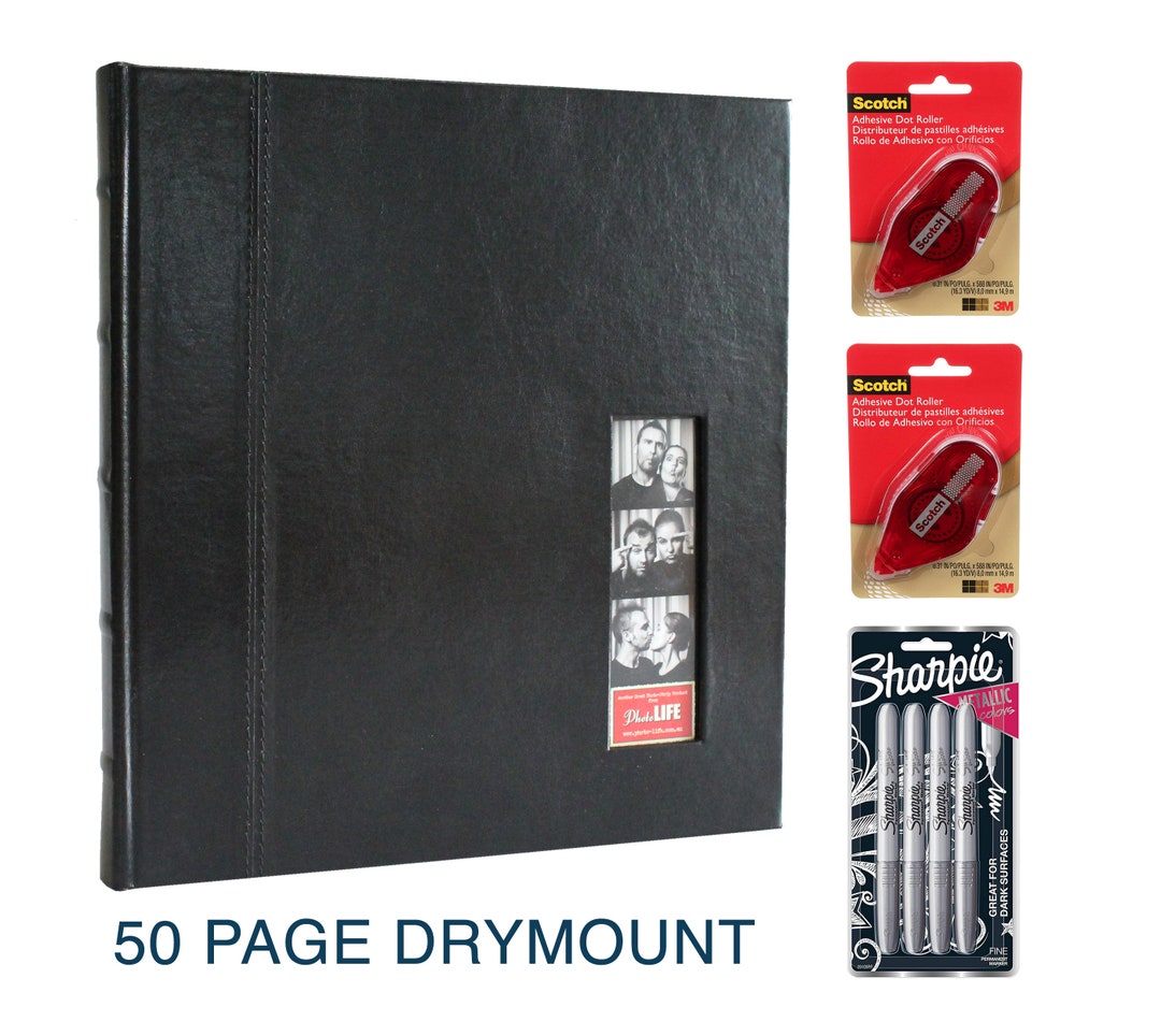 Photobooth Album Bundle 50 Page Album, Glue Dot Rollers, Metallic Silver  Sharpies 