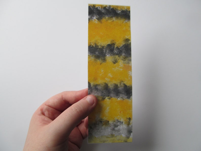 Handmade Bumble Bee Striped Painted Custom Laminated Bookmark image 1