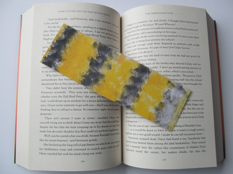 Handmade Bumble Bee Striped Painted Custom Laminated Bookmark image 4