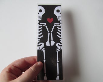 Handmade Gothic Halloween Cute Spooky Skeleton Lovers Emo Laminated Durable Bookmark