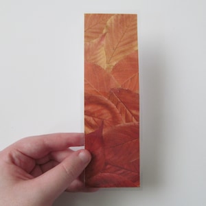 Autumn Vibes Real Fall Leaves Print Handmade Laminated Custom Bookmark